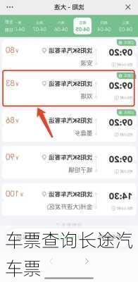 车票查询长途汽车票