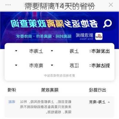需要隔离14天的省份