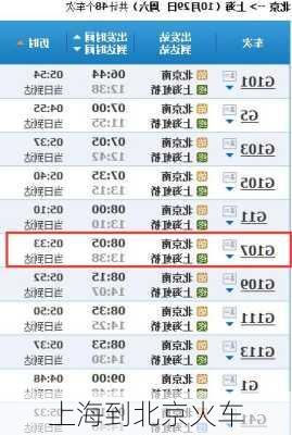 上海到北京火车