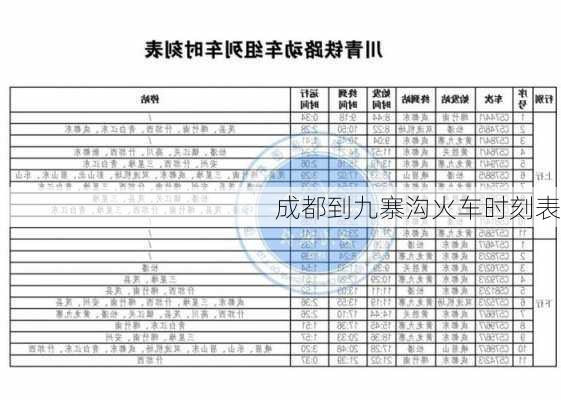 成都到九寨沟火车时刻表